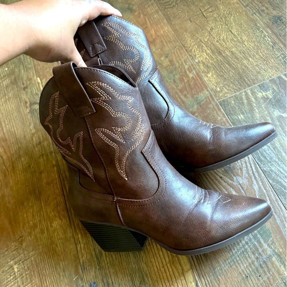 Brown Western Ankle Boots